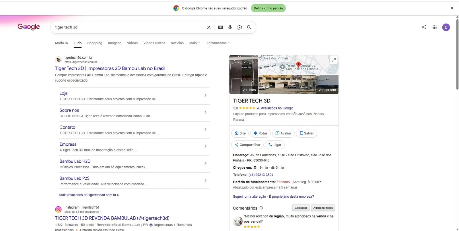 Tiger Tech 3D nos resultados do Google